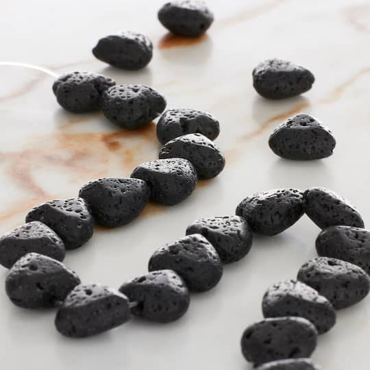 12 Pack: Black Lava Heart Beads, 10mm by Bead Landing™